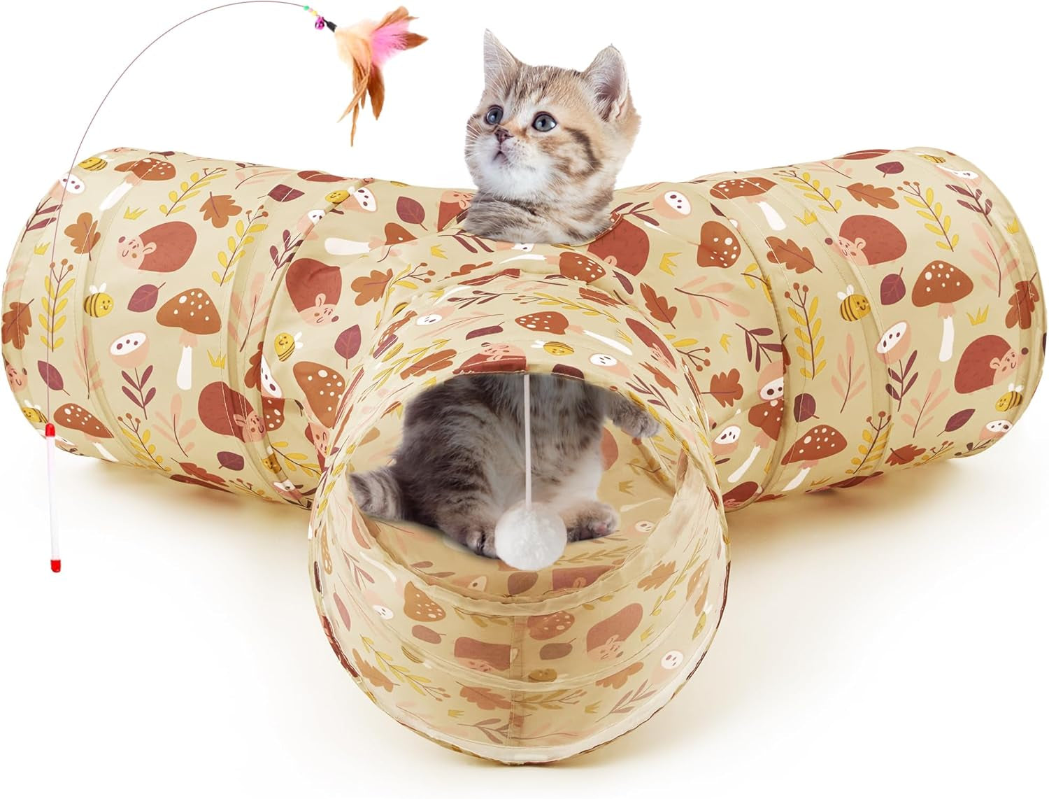 Pet Cat Tunnel Tube Cat Toys 3 Way Collapsible, Cat Tunnels for Indoor Cats，Kitt