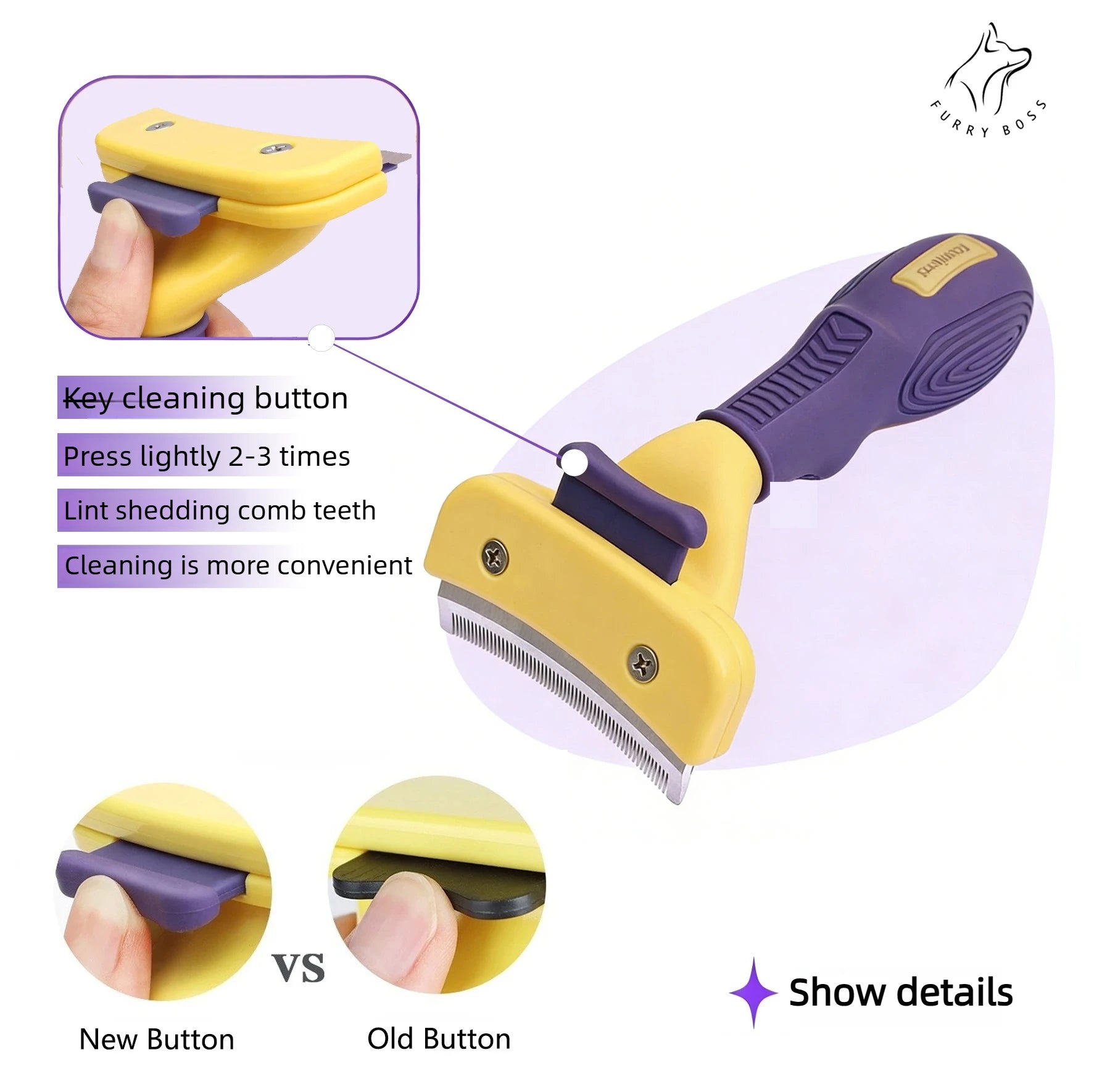 Pet Brush, Pet Grooming Tool, Deshedding Comb, Teddy and Golden Retriever Hair Removal Brush, Pet Cleaning Supplies，Dog Brush