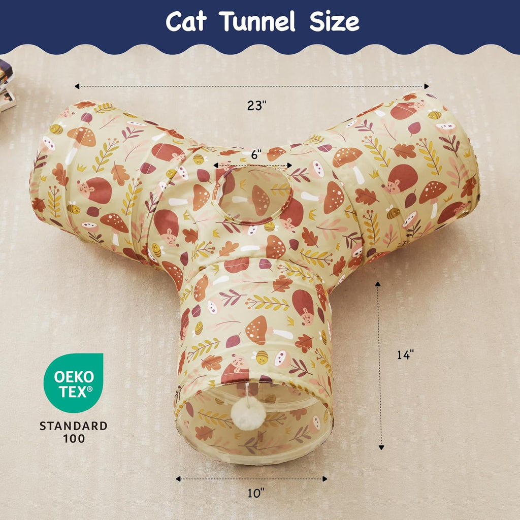 Pet Cat Tunnel Tube Cat Toys 3 Way Collapsible, Cat Tunnels for Indoor Cats，Kitt