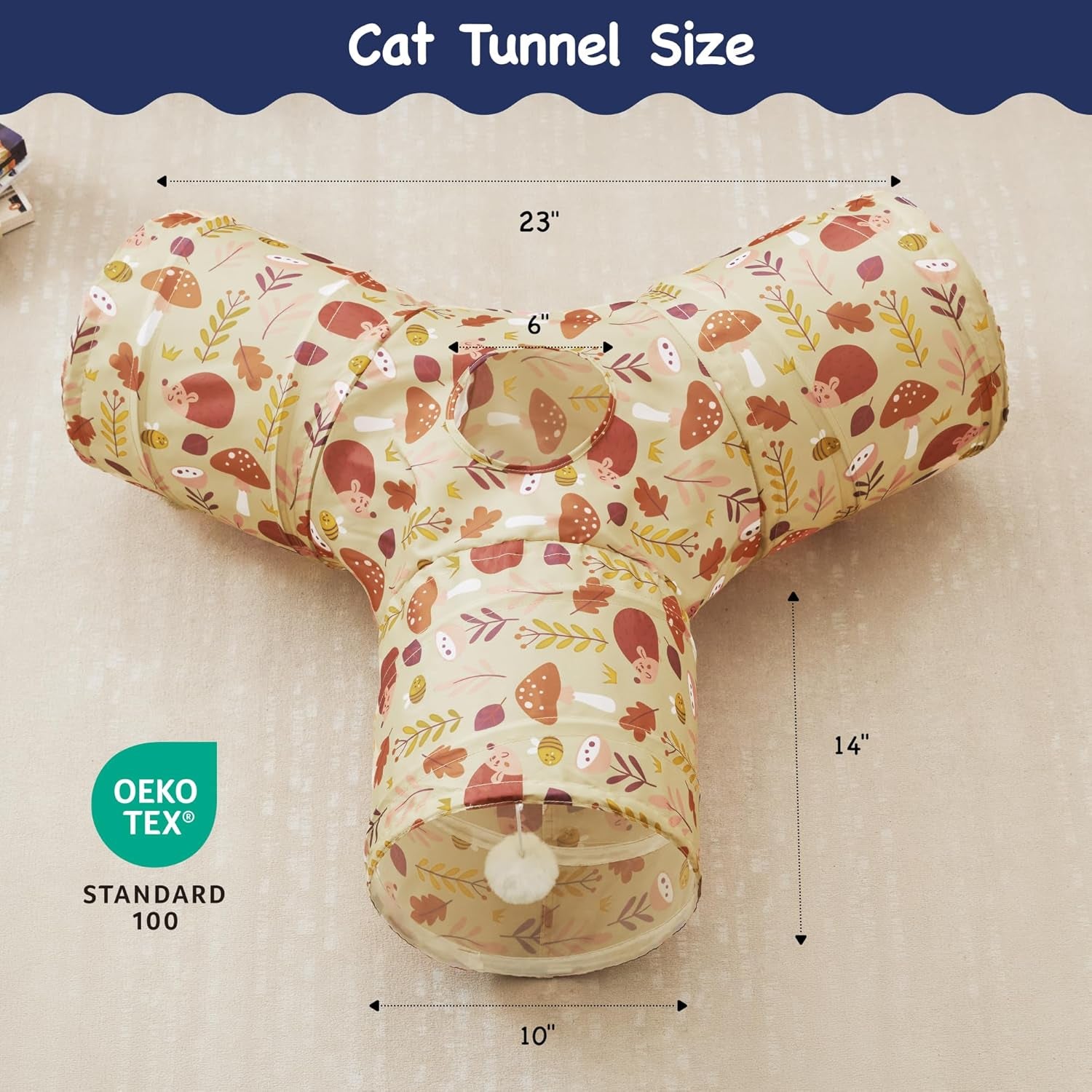 Pet Cat Tunnel Tube Cat Toys 3 Way Collapsible, Cat Tunnels for Indoor Cats，Kitt