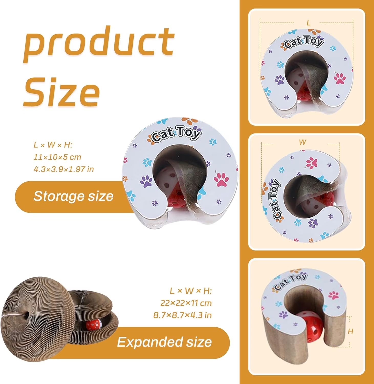 2 PCS Kitty Kurlz Cat Toy Magic Organ Cat Scratching Board Toy Kitty Curlz Foldable Accordion Cats Toy