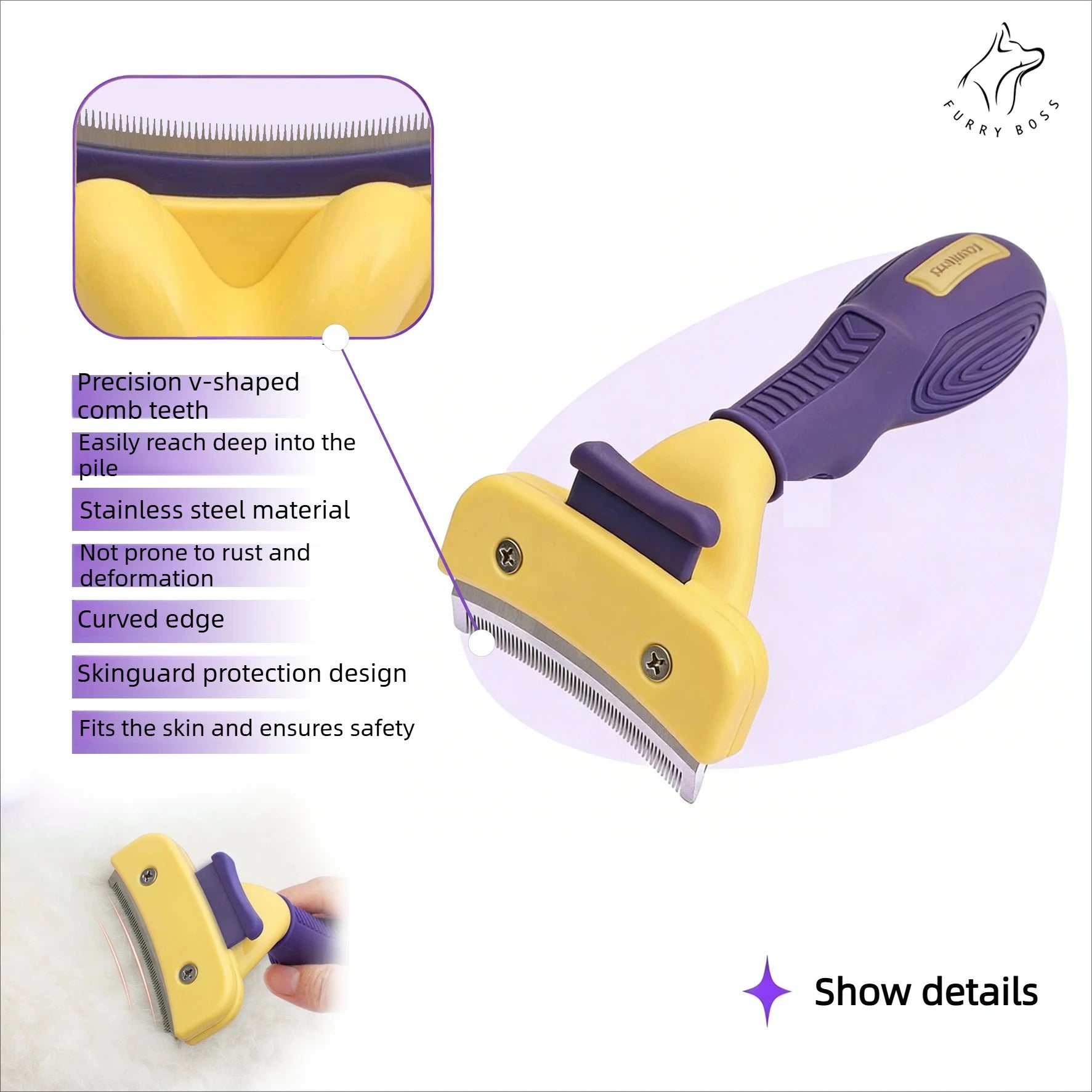 Pet Brush, Pet Grooming Tool, Deshedding Comb, Teddy and Golden Retriever Hair Removal Brush, Pet Cleaning Supplies，Dog Brush