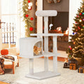 36 Inch Cat Tree Cat Tower for Small Cats, Plush Multi-Level Cat Condo with Scratch Post Kittens Playhouse Furniture Set, Beige