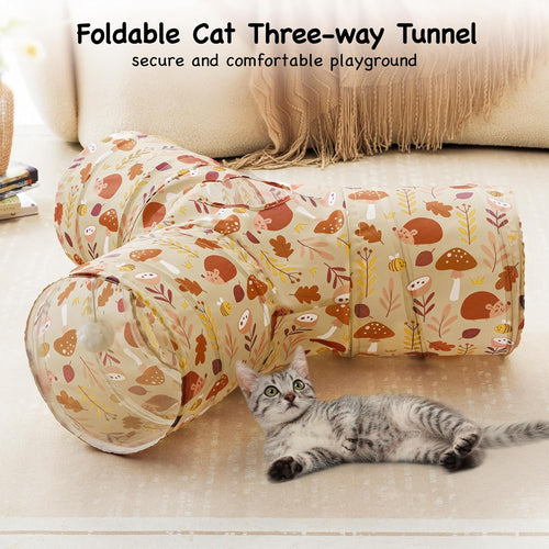Pet Cat Tunnel Tube Cat Toys 3 Way Collapsible, Cat Tunnels for Indoor Cats，Kitt