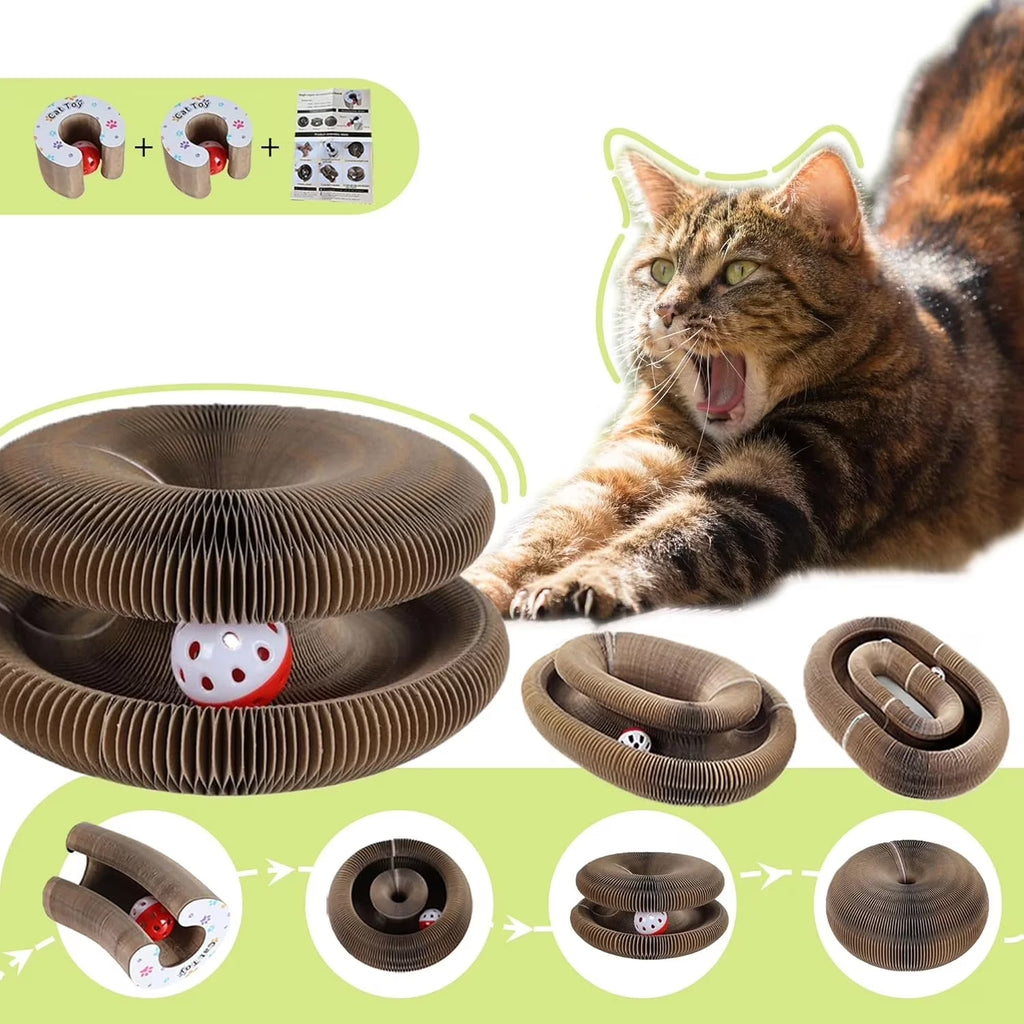 2 PCS Kitty Kurlz Cat Toy Magic Organ Cat Scratching Board Toy Kitty Curlz Foldable Accordion Cats Toy