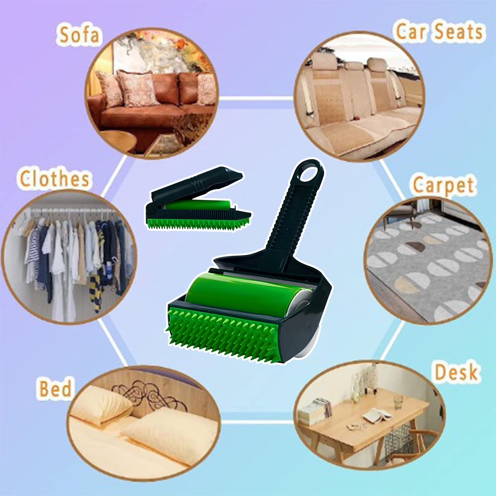 2PCS Handheld Set, Pet Hair Remover, Washable and Reusable Lint Roller for Pet Fur