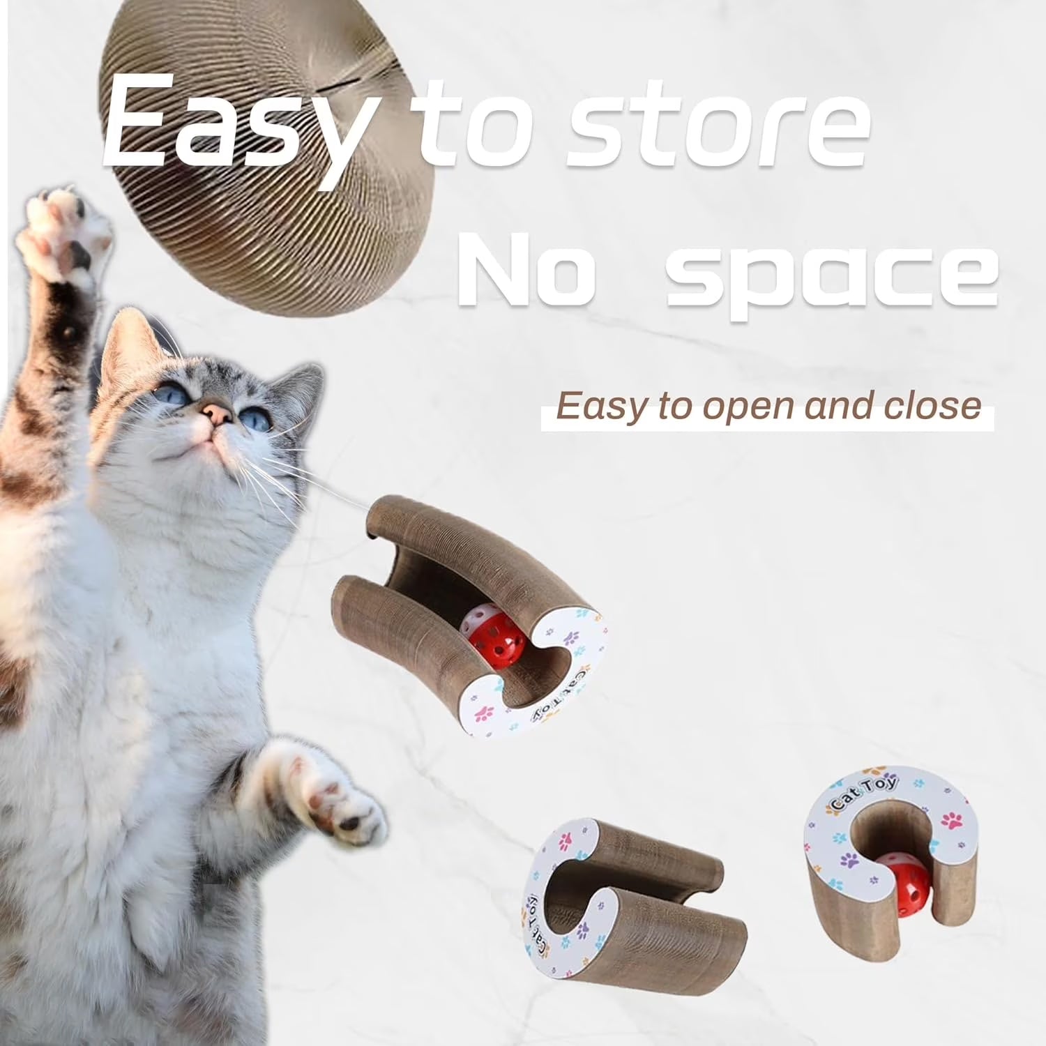 2 PCS Kitty Kurlz Cat Toy Magic Organ Cat Scratching Board Toy Kitty Curlz Foldable Accordion Cats Toy