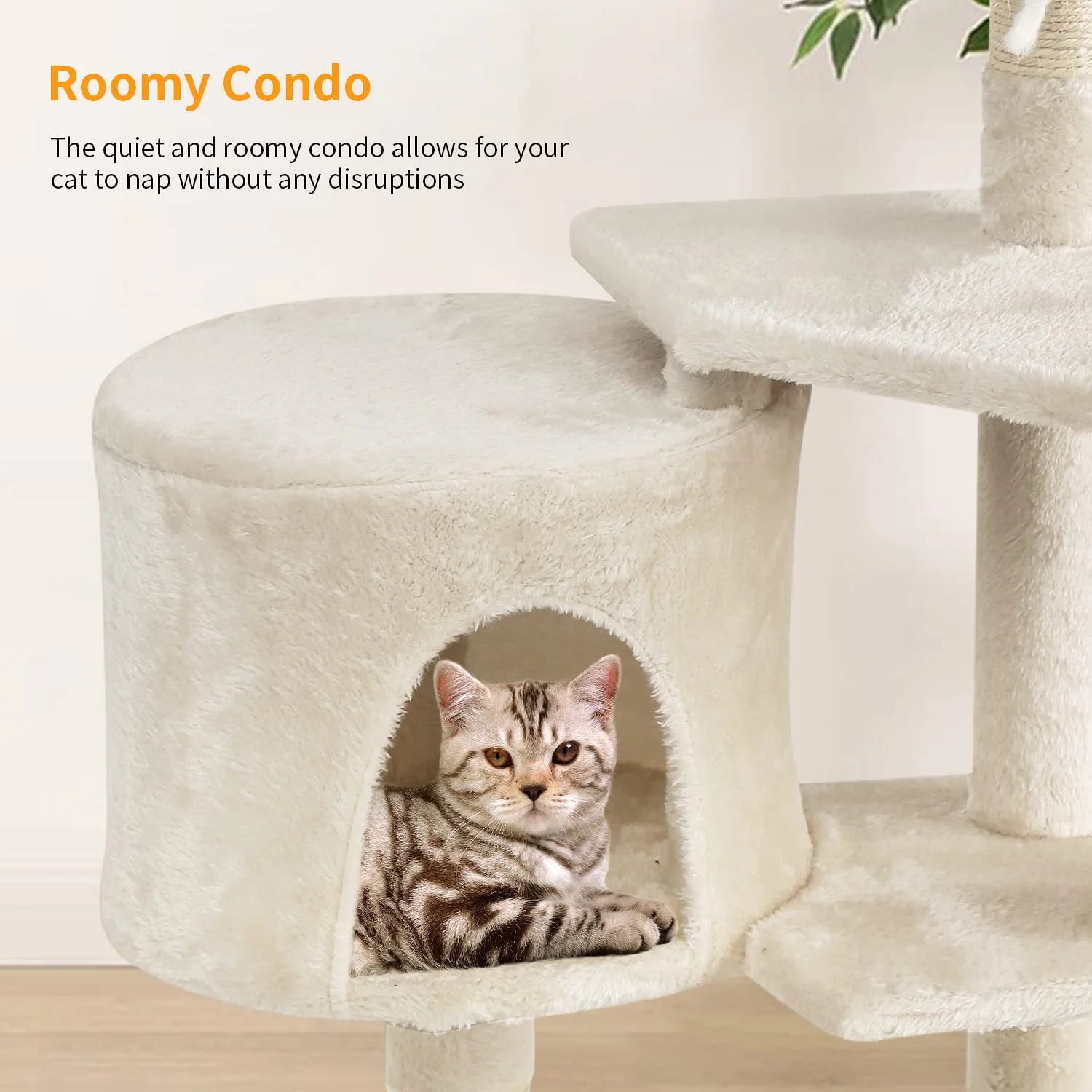36 Inch Cat Tree Cat Tower for Small Cats, Plush Multi-Level Cat Condo with Scratch Post Kittens Playhouse Furniture Set, Beige