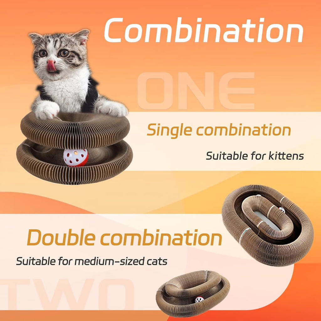 2 PCS Kitty Kurlz Cat Toy Magic Organ Cat Scratching Board Toy Kitty Curlz Foldable Accordion Cats Toy