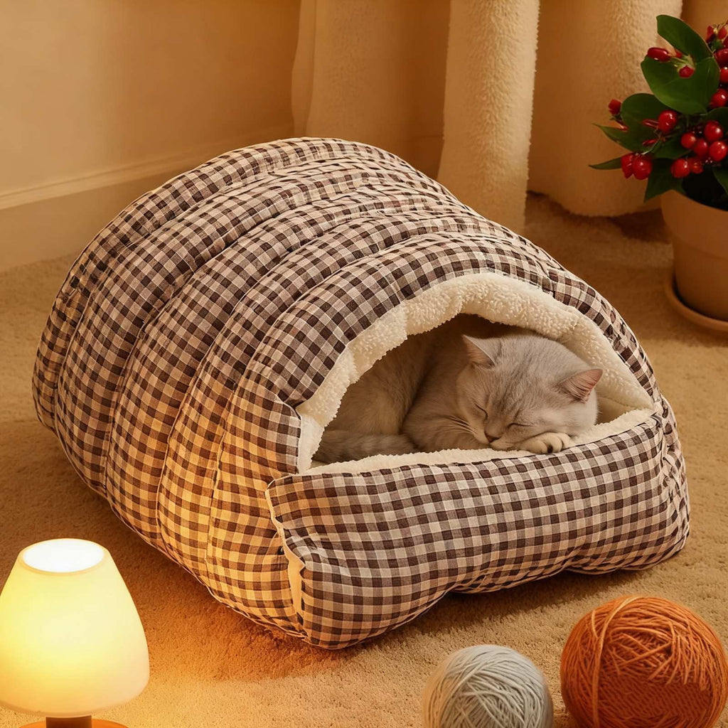 1 Pcs Dog Bed Self Warming Puppy House Cozy Cat Sleeping Tent Cave Beds Indoor Kitten Nest Kennel Hut for Small Medium Dog Cats