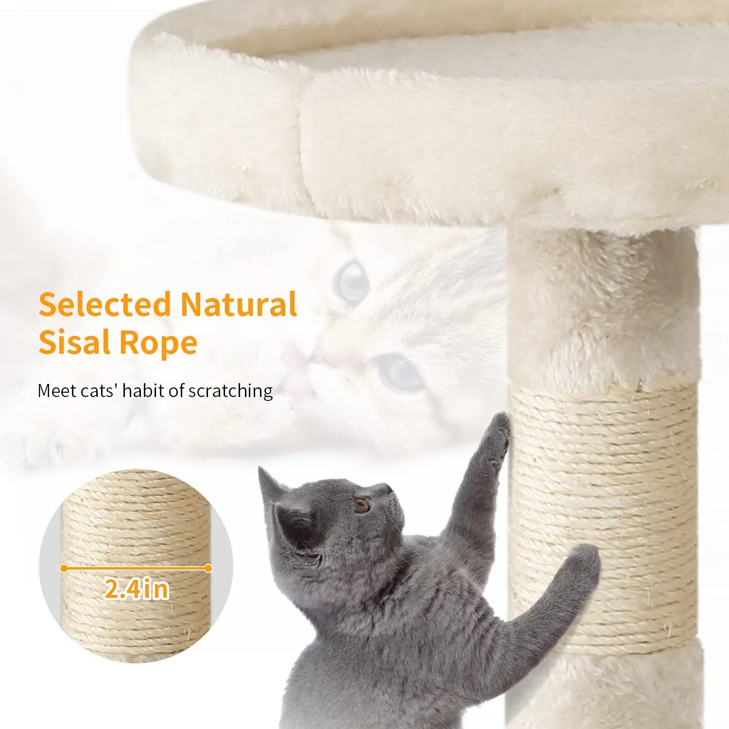 36 Inch Cat Tree Cat Tower for Small Cats, Plush Multi-Level Cat Condo with Scratch Post Kittens Playhouse Furniture Set, Beige